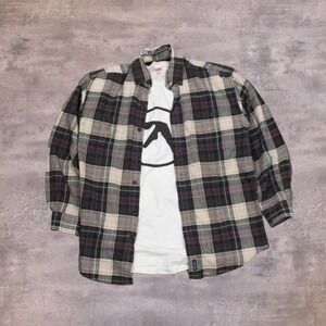 90's Cherokee Plaid Flannel Earth Tone Skater Style Cotton Button Up Shirt